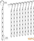 Seven Loop Metal Closet Hanger Chain 10 Pack Space Saving Hangers Holds Seven Garments In One Compact Vertical Design Dorm Room Essentials For Home Office Travel Cruise Ship Storage displayed in 10 pieces hanging on a rod.