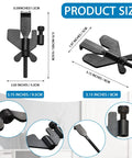 Heavy Duty 3 in 1 Travel Door Lock Kit dimensions and close-up details, black 304 stainless steel, various angles