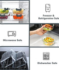 30 Piece Glass Meal Prep Containers Set With Stackable Lids, Airtight Glass Food Storage For Microwave Oven Freezer And Dishwasher