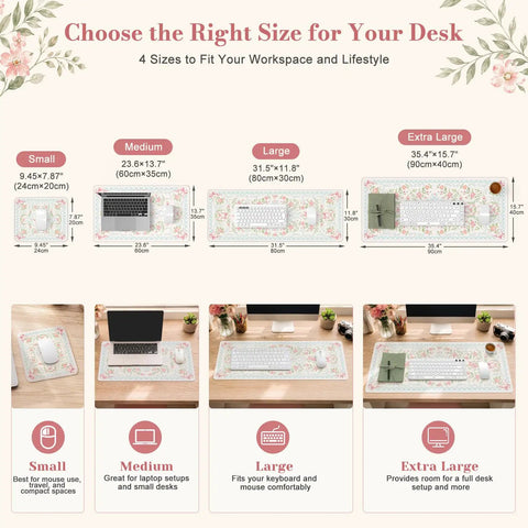 Four floral mouse pad sizes including Coquette Floral Mouse Pad Blue Aesthetic Vibe Desk Mat Non Slip Small Mouse Pad For Laptop And PC Portable.