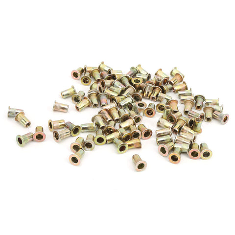 Professional Grade Durable Zinc Coated Rivet Nut Kit With 100 Count M4 Threaded Inserts and Quick Install Tool collection.