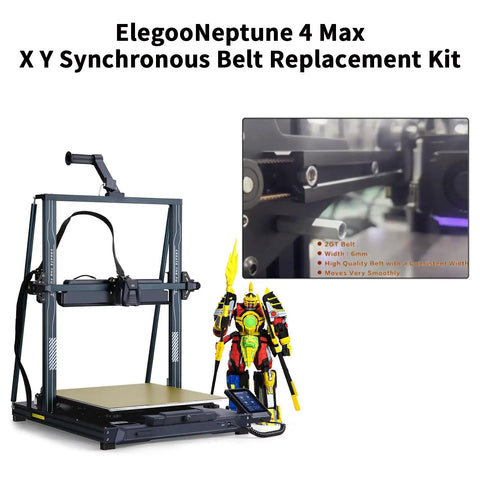 Neptune4 Max X Y Belt Upgrade Kit For 3D Printers Non Slip 2GT Timing Belts X Axis 1132mm Y Axis 1122mm 6mm Wide With Copper Buckle Synchronous Drive Easy Install Replacement Set on Neptune 4 Max printer