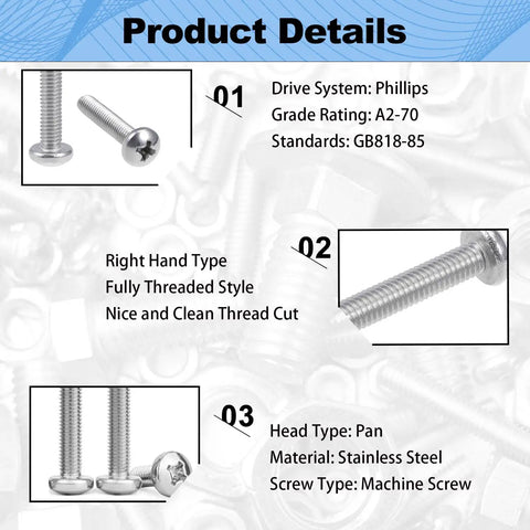 M4x30mm Stainless Steel Pan Head Phillips Machine Screws 0.7mm Pitch 1.18 Inch Fully Threaded Bolts For Cabinet Doors And Furniture Pack Of 30