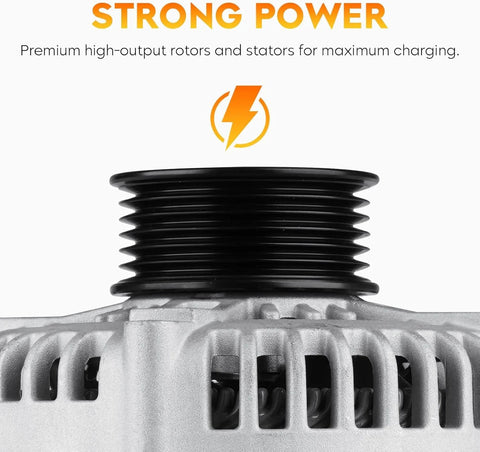 Close-up of Beefed-Up 130 Amp High Output Alternator Fit For 3.7L Jeep Liberty 2010 2011 2012 And Dodge Nitro 2011