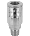 Three Eighths Inch Male Coupler P Style Quick Connect For Pneumatic Air Tools Pro Grade Box Of Five Heavy Duty Air Fittings close-up view