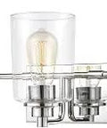 Three-Light Vanity Light 23-Inch Wide Polished Chrome Clear Glass Hardwired Bathroom Fixture LED Compatible Modern Vibe 3-Bulb