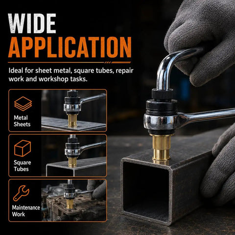 Rivet Nut Tool Kit For M3 Through M8 In Carbon Steel, Manual Rivnut Set For Automotive Repairs, Metalworking, And DIY Projects, Includes Commonly Used Sizes M3 M4 M5 M6 M8 For Fast And Durable Threaded Inserts on square tube