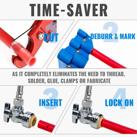 Installation steps for 12 Pack Angle Stop Valve Set 1/2 x 3/8 Inch Compression Toilet Shutoff 1/4 Turn Easy Install No Lead Brass Push To Connect Fittings For PEX Copper CPVC Plumbing