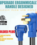 Road Ready Nema 14 To 50Y Splitter Cable 50 Amp 3 Foot Extension Cord with ergonomic molded plugs for easy handling.