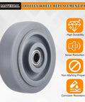 Heavy Duty Beefed Up 4 Inch Push Cart Wheel Set With Rubber Plate Casters And Bearings Repair Kit Grey close-up