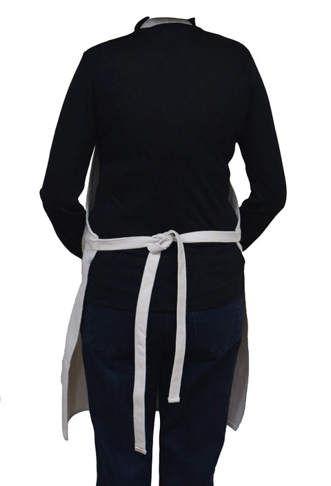 Back view of person wearing Funny I'll Be In My Office Apron For Cooking Or Gardening, adjustable neck, cream polyester, 33x25 in.