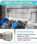 M8001 straight fitting for 1/2-in Maxline tubing with 3/8-in male NPT, nickel-plated brass, front view