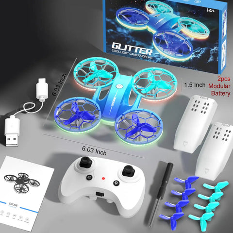 Kid Friendly Indoor Quadcopter With 2 Modular Batteries 360 Degree Flips Auto Hover 3 Speed Modes LED Lights Easy One Key Takeoff