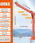 Heavy Duty Electric Pickup Truck Crane With 3500 Lbs Winch And 12V Galvanized Steel Jib Hoist dimensions and specs diagram