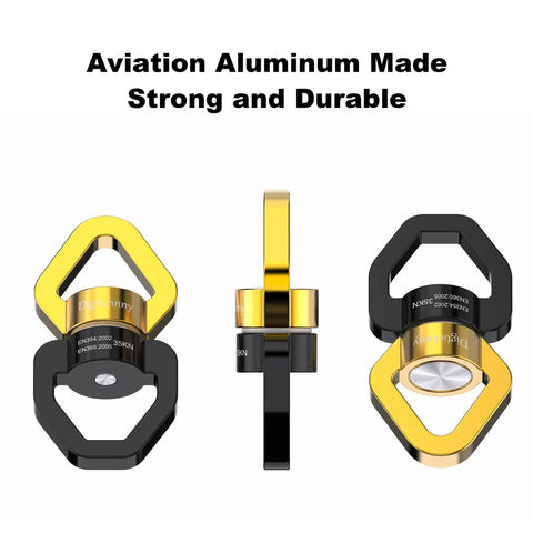 Heavy Duty Swing Swivel Spinner With Smooth 360 Degree Spin For Tree Seats Hammocks And Tires Tough As Nails Aluminum Build In Sleek Black Gold Finish