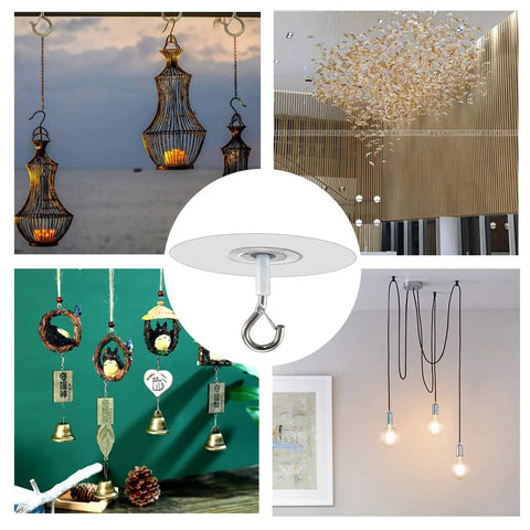 No Hole Adhesive Ceiling Hooks Set Of 10 For Hanging Lights Plants Mobiles Curtains And More Easy Renters Friendly