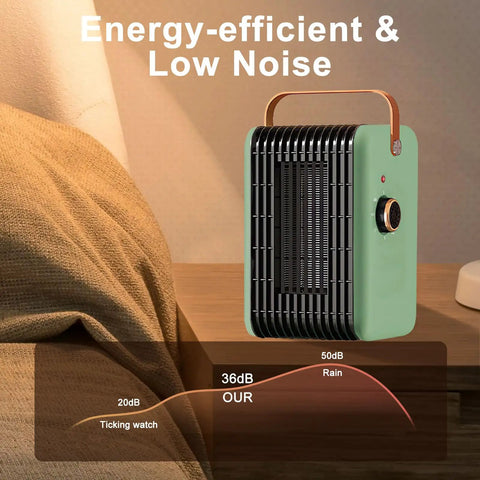 1500W Portable Indoor Space Heater With PTC Quick Heat 110V Electric Heater beside bed in room