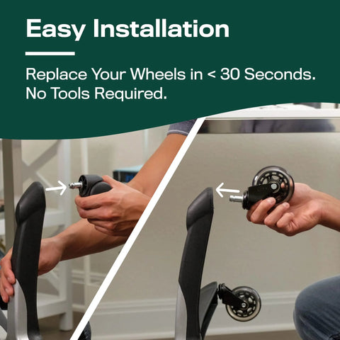 Easy installation of Original Office Chair Wheels Set Of Five For Smooth Quiet Casters Safe On Hardwood Floors And Carpet Universal Fit