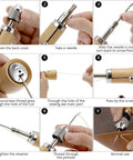 Step-by-step guide for using All-In-One Leather Sewing Kit With Waxed Thread, 40-Piece Awl Set for leather crafting.