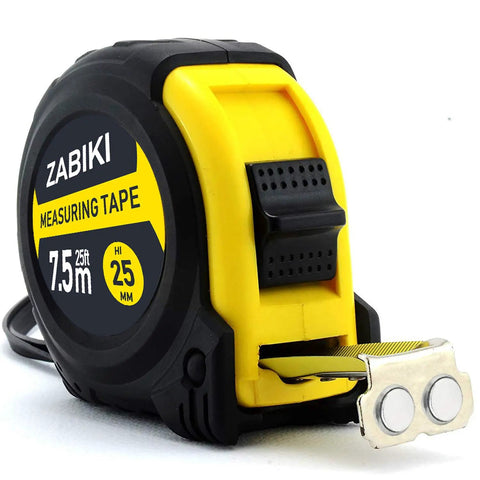 25 Ft Measuring Tape With Easy Read Decimal Scale, Dual Sided Ruler In Metric And Inches, Magnetic Tip, Rubber Casing