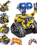 Epic 5 In 1 Robot Building Kit For Kids With 520 Pieces, App Controlled Wall Robot, droid, tank, dinosaur, stunt car displayed