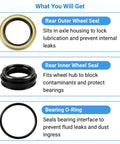 Hella Tough Three Piece Rear Axle Shaft Seal Kit And Inner Outer Wheel Hub Bearing O Rings with seals and O-ring for Toyota