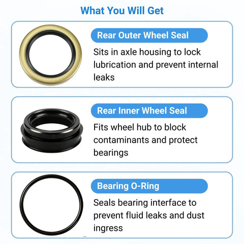 Hella Tough Three Piece Rear Axle Shaft Seal Kit And Inner Outer Wheel Hub Bearing O Rings with seals and O-ring for Toyota