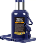 Beefy 50 Ton Hydraulic Car Bottle Jack For Auto Repair And Home Garage Lifts, Heavy Duty Welded Steel, Blue Finish close-up