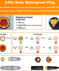 Diagram of 3-pin male waterproof plug, part of Full Twist Throttle Grip For Ebikes And EScooters With 3 Pin Waterproof Connector Fits 22mm Handlebar