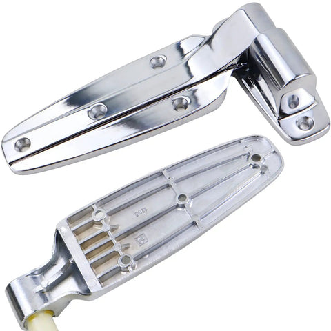 Reversible Cam Rise Hinge With Flush Mount And Polished Chrome Finish Self Closing Design Heavy Duty Steel Waterproof