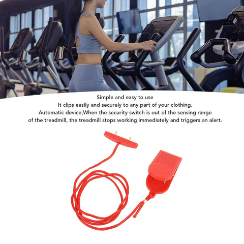 Woman using treadmill with Must Have Magnetic Treadmill Safety Key With Double Insert Design Easy Fit Emergency Stop Key.