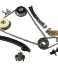2.0L Turbo Timing Chain Kit with Intake and Exhaust VVT Cam Sprockets for 2013-2023 GM Vehicles laid out on white surface