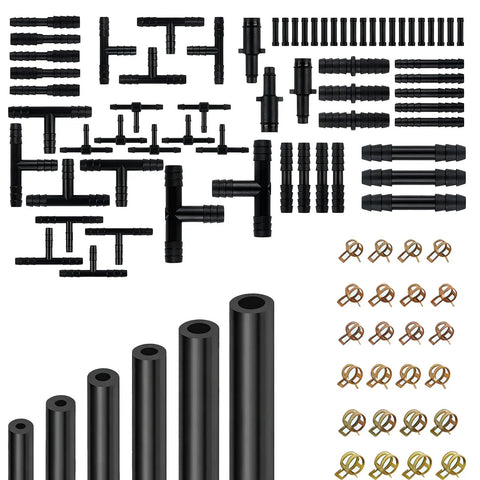 Awesome 6Pcs Auto Silicone Vacuum Hose Kit With 64 Connectors And Clamps For Cars Featuring Multiple Sizes From 1/8 Inch To 3/8 Inch Ideal For DIY Mechanics And Repair Jobs On Any Engine black silicone hose connectors and clamps set