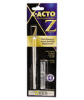X-ACTO #1 Z-Series precision utility knife, front view in packaging; silver aluminum handle, safety cap