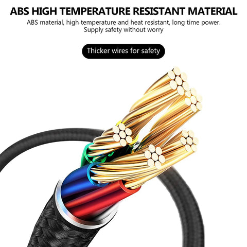 Close-up of the ABS high temperature resistant wires for Tailgate Ready AC To DC Converter With Standard Cigarette Lighter Socket.