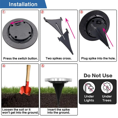 Installation guide for 12 Pack Solar Ground Lights For Outdoor Garden In Ground Disk Landscape LED Lights Waterproof Pathway Yard Lights