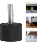 Set Of 4 Adjustable Rubber Foot Levelers With Iron Threaded Studs Anti Slip Furniture Leg Glides for stable furniture placement