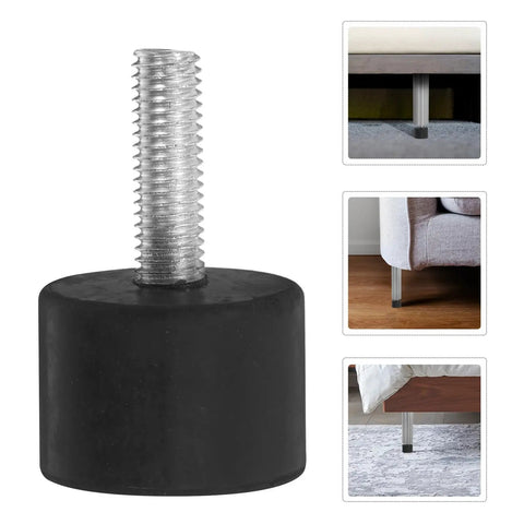 Set Of 4 Adjustable Rubber Foot Levelers With Iron Threaded Studs Anti Slip Furniture Leg Glides for stable furniture placement