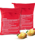 Two Pack Microwave Potato Bags Reusable Baked Potato Pouches Red For Potatoes Corn On The Cob Bread And More Durable High Heat Kitchen Must Have Quick Even Heating For Fast Dinners with baked potatoes