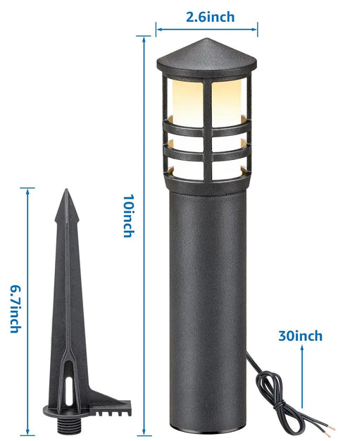 Lit 12 Pack Low Voltage Landscape Pathway Lights 3W LED 3000K Warm White 12 To 24V CRI 90 Plus Aluminum Bollard Style Outdoor