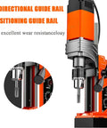 Heavy-Duty Magnetic Drill Press With 1380W Copper Motor And 16mm Boring Capacity showcasing bidirectional guide rail and wear resistance.