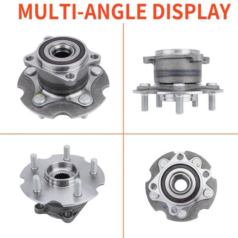 Pair 512374 Rear Wheel Hub And Bearing Assembly For AWD And 4X4 SUVs, various angles, fits Lexus NX200T, NX300, and Toyota models.
