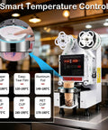 Hella Efficient Full Auto Cup Sealer Machine With Smooth Operator Boba And Coffee Sealing Tech featuring digital temperature control for various cup types.