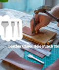 Pro Grade Leather Stitching Punch Set For Bag Making And Wallet Repair, French Style Pricking Irons And Saddlestitch Chisels in use