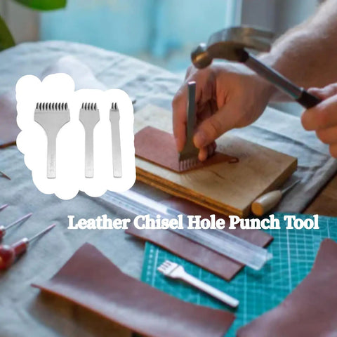 Pro Grade Leather Stitching Punch Set For Bag Making And Wallet Repair, French Style Pricking Irons And Saddlestitch Chisels in use