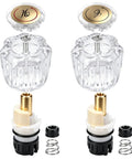 Upgrade Your Sink Game With This Killer Two Pack Clear Acrylic Faucet Handles And Rp25513 Cartridge Stem Repair Kit Featuring Sturdy Brass Valve Stems Built To Last While You Keep Things Fresh And Crisp Without The Mess Or Hassle Of Replacing Everything., clear acrylic faucet handles and brass cartridge stems with springs