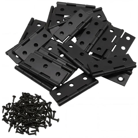 20 Pack 2 Inch Stainless Steel Folding Butt Hinges With Screws Black Rust Resistant Durable Fit For Small Cabinets Jewelry Boxes Chests Wooden Craft Projects Light Duty Doors