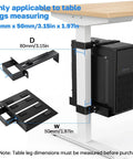 Hella Secure Under Desk PC Mount Clamp On Computer Tower Stand For Standing Desk No Drill Heavy Duty Rack with dimensions