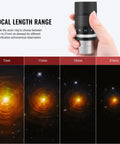 Hand holding 1.25 Inch Zoom Eyepiece 7-21mm Stepless Zoom, showing focal length range for planetary and deep sky viewing.