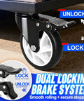 Heavy Duty 5 Inch Swivel Caster Wheel Set Of Four With Dual Locking Brakes showing locking mechanism for secure stopping.